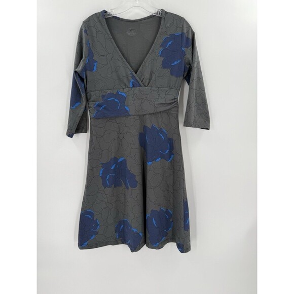 Patagonia Margot Dress Size MEDIUM Gray With Blue Floral Design Easy Wear EUC - Picture 4 of 12